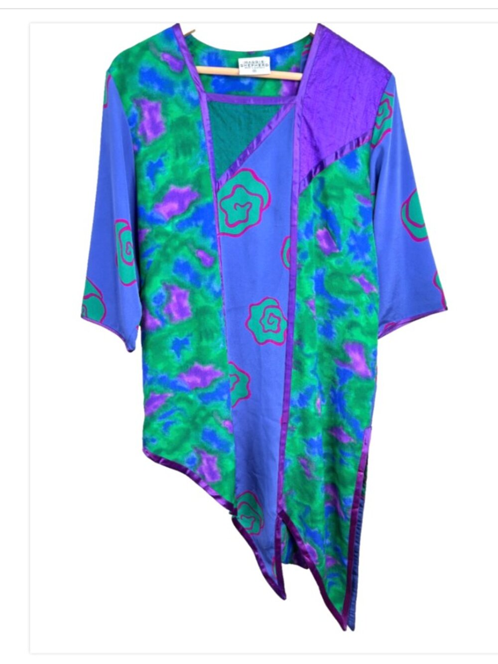 VTG Maggie Shepherd Australia Silk Blend Tunic M Asymmetric Art to Wear Purple